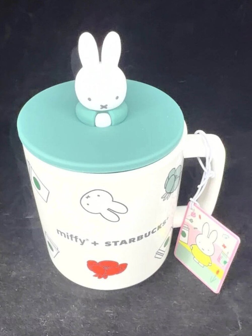 Miffy x Starbucks Ceramic Mug 14oz Limited Edition Hot Cup Silicone Figure Top